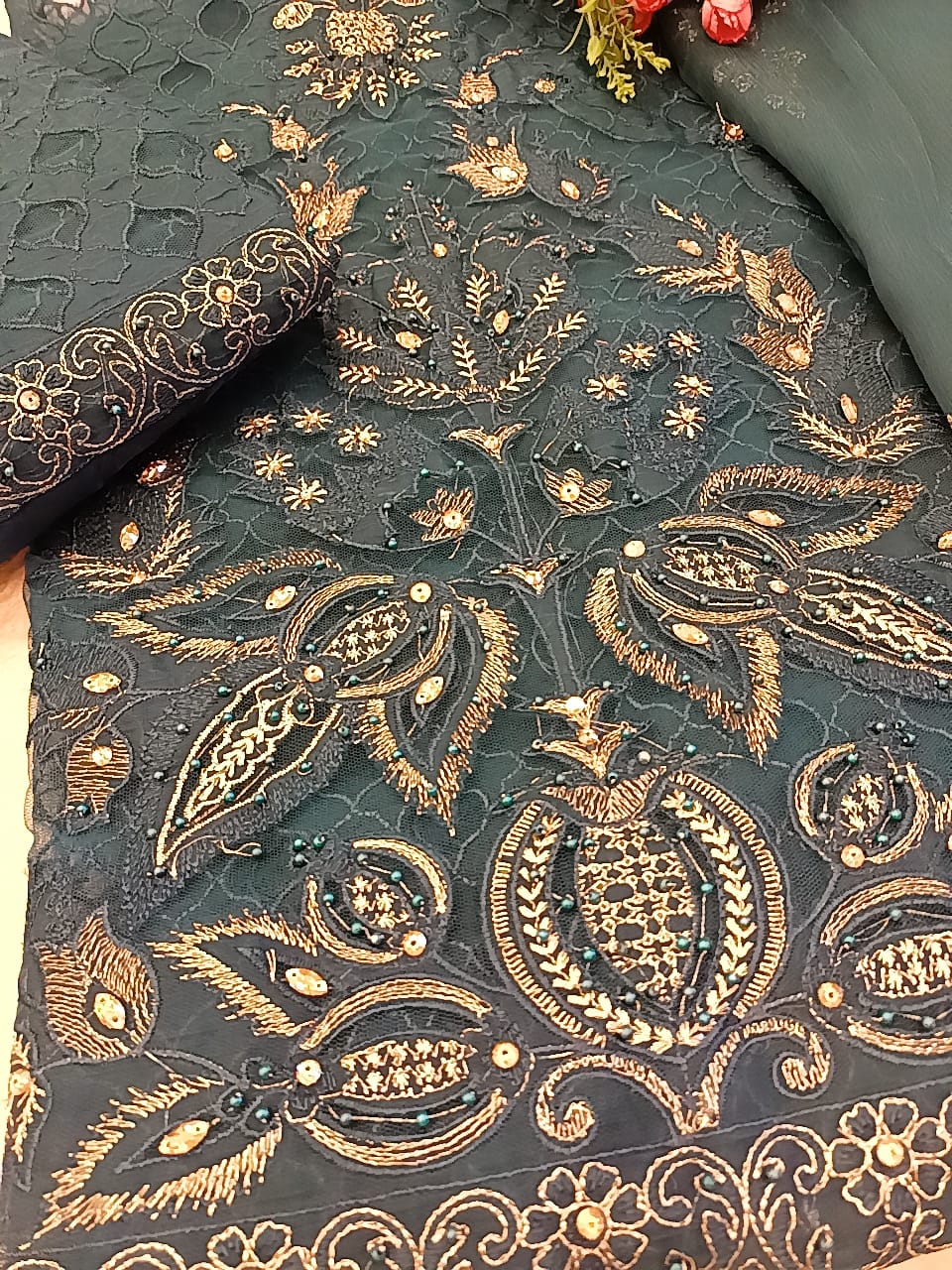 Blue Blossom Party Wear - SUNNY Embroidery Creations