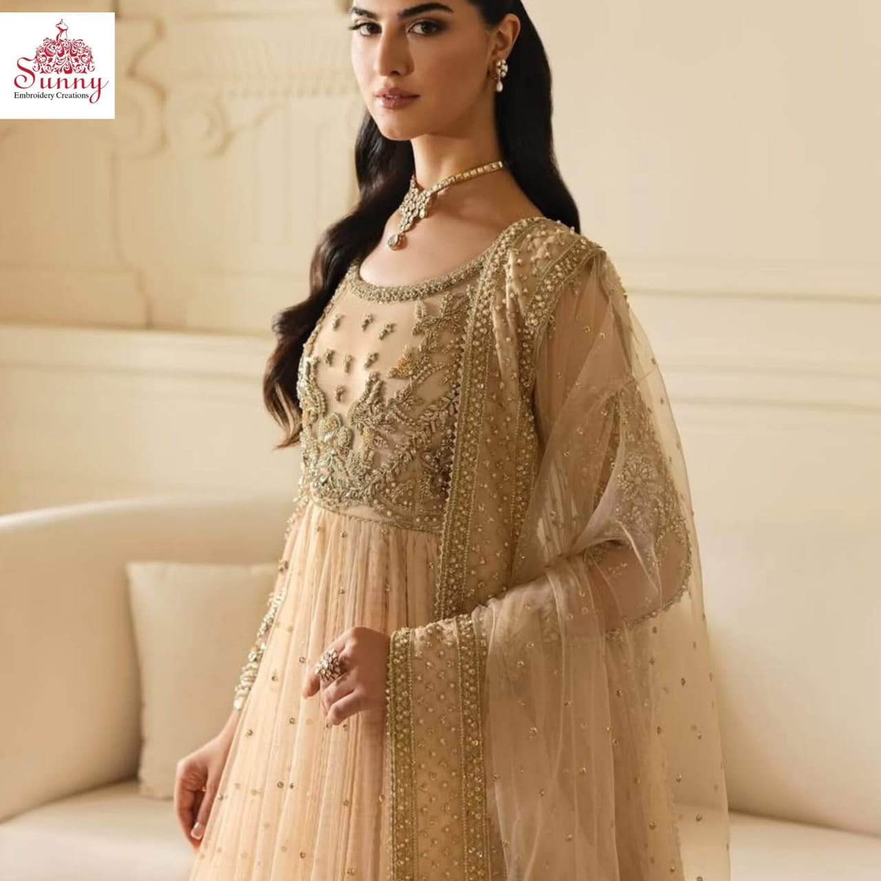 Pastel Oasis Embroidered Party Wear - SUNNY Embroidery Creations