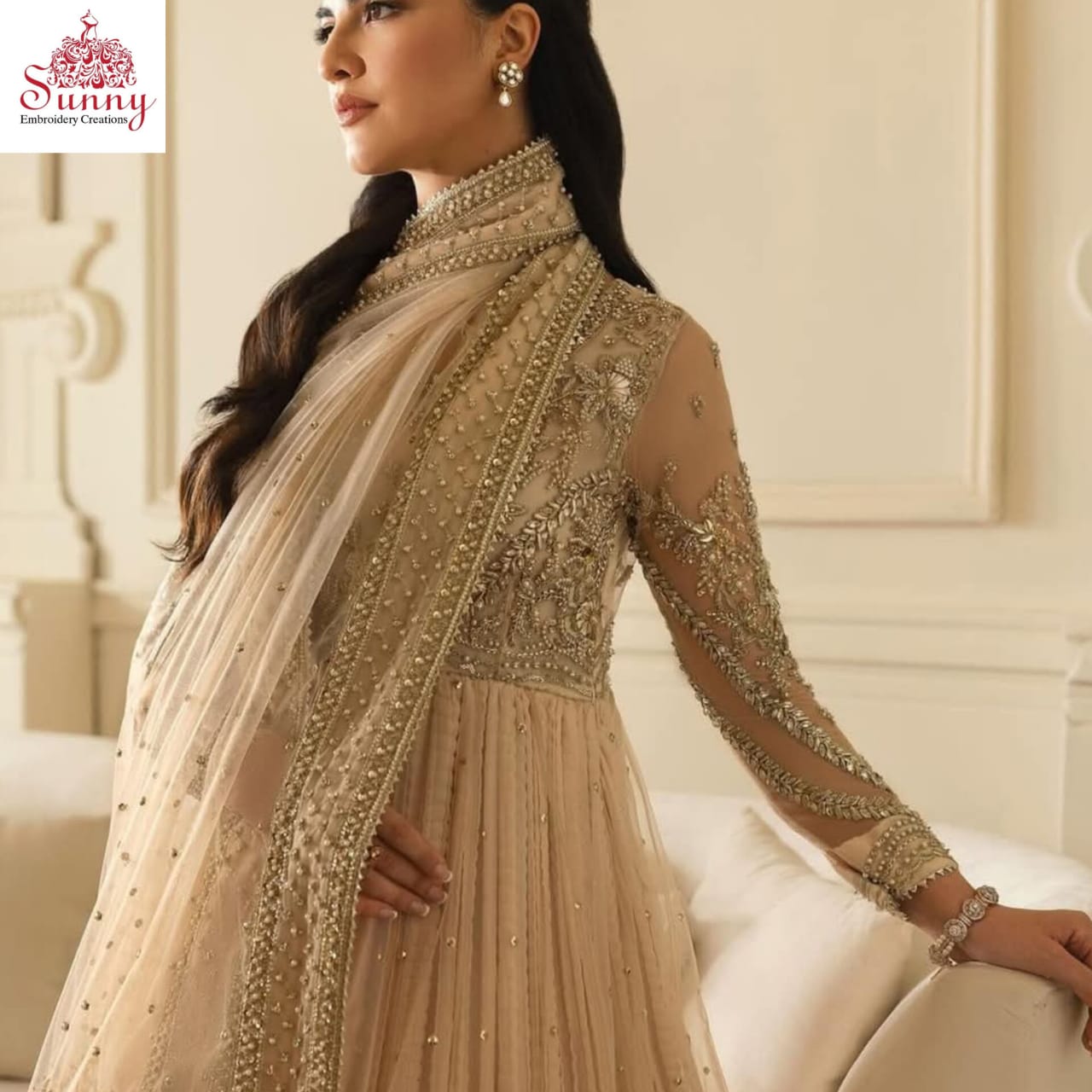 Pastel Oasis Embroidered Party Wear - SUNNY Embroidery Creations