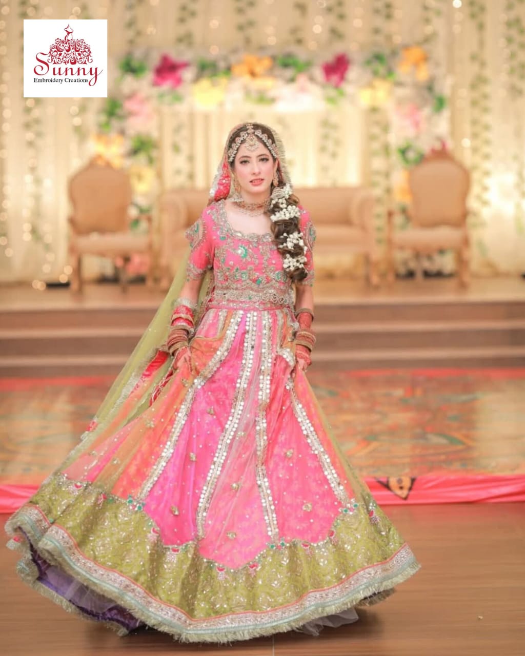 Pink Paradise Brial Wear - SUNNY Embroidery Creations