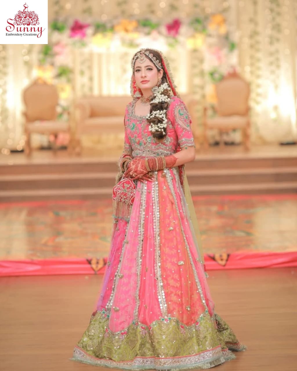 Pink Paradise Brial Wear - SUNNY Embroidery Creations