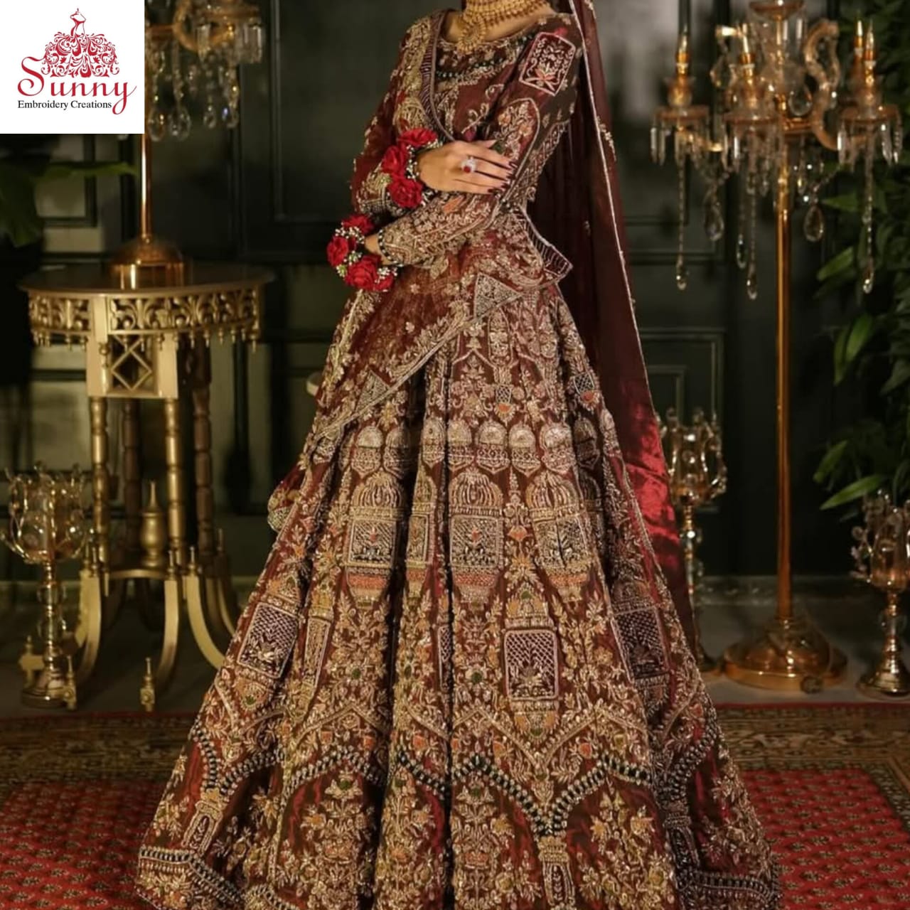 Maroon Majesty Bridal Wear - SUNNY Embroidery Creations