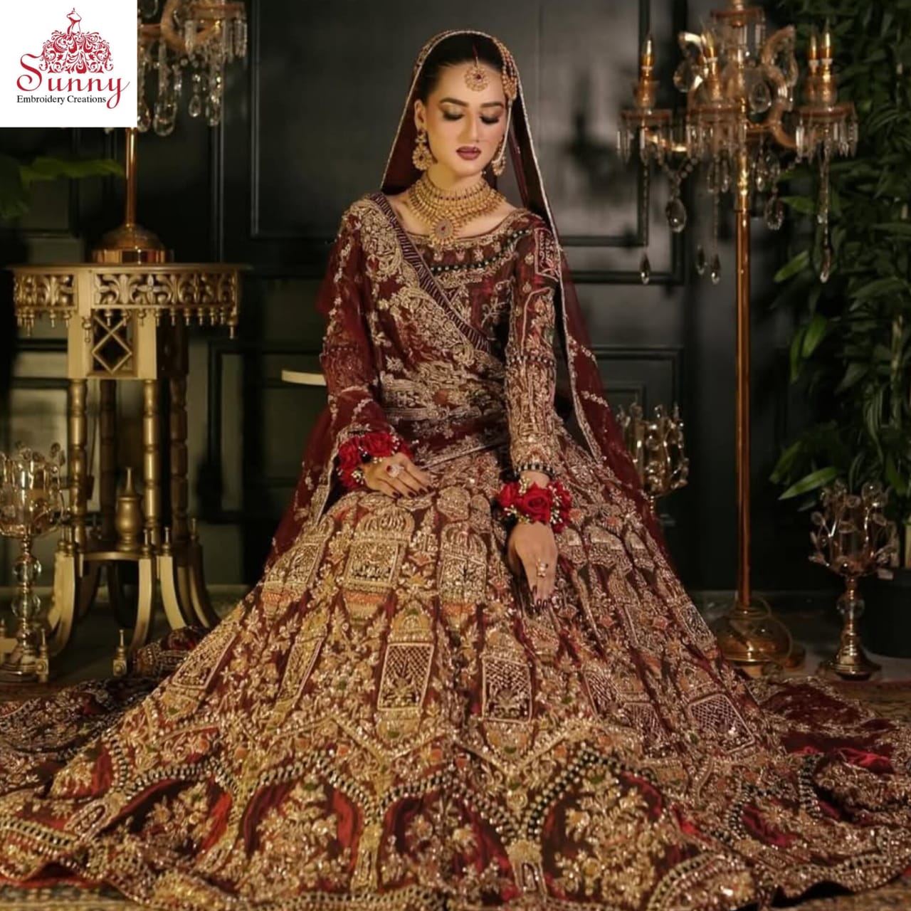 Maroon Majesty Bridal Wear - SUNNY Embroidery Creations