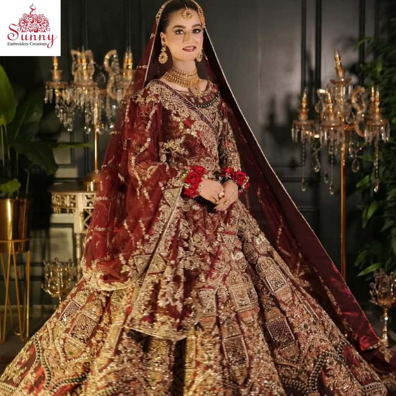 Maroon Majesty Bridal Wear - SUNNY Embroidery Creations