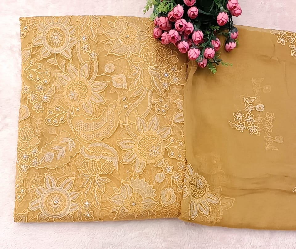 Mustard Mirage Party Wear - SUNNY Embroidery Creations