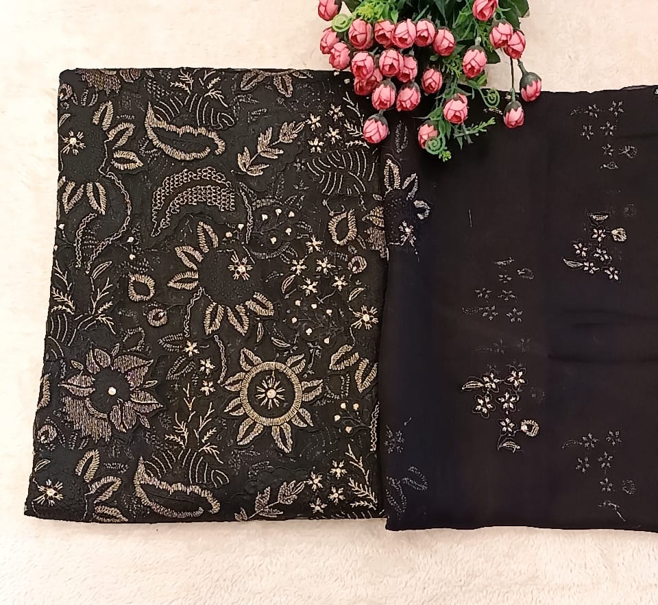 Black Beauty Cut Work Party Wear - SUNNY Embroidery Creations