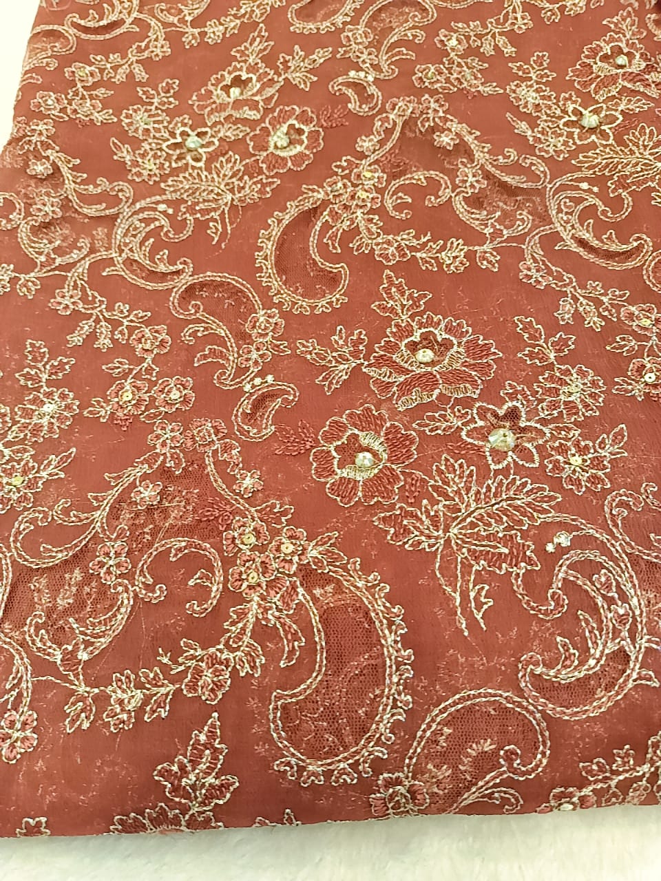 Burnt Organe Bliss Party Wear - SUNNY Embroidery Creations