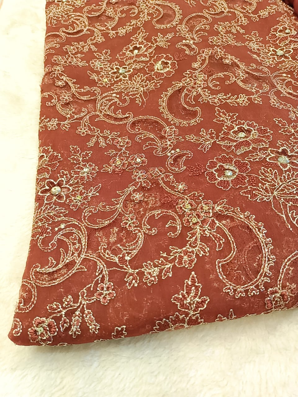 Burnt Organe Bliss Party Wear - SUNNY Embroidery Creations