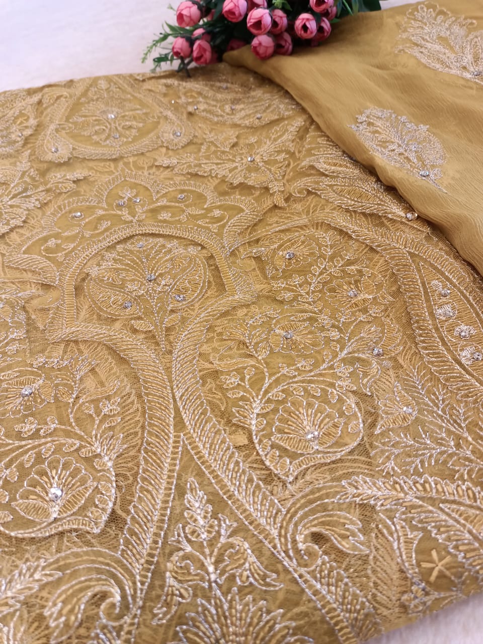Golden Glow Party Wear - SUNNY Embroidery Creations