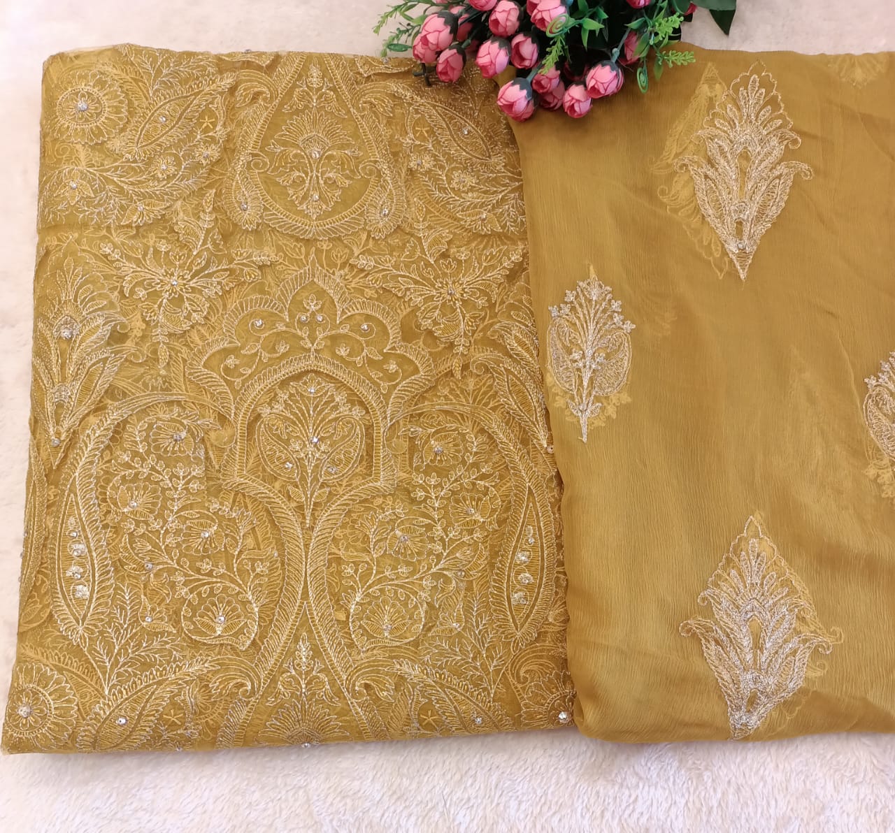 Golden Glow Party Wear - SUNNY Embroidery Creations