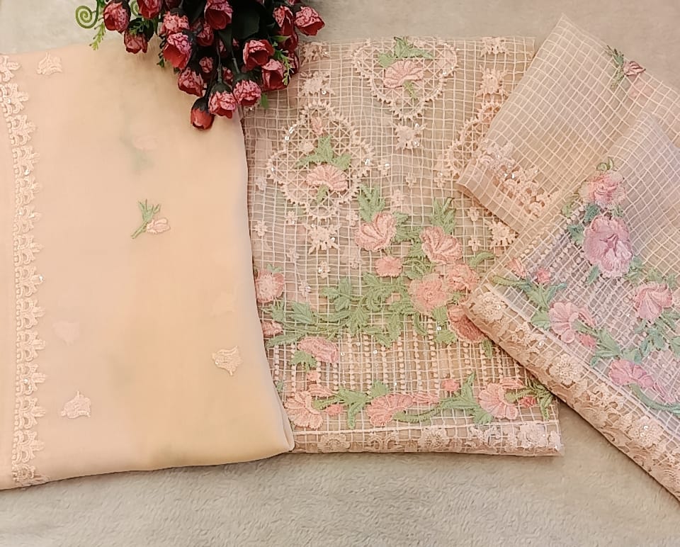Cotton Net Party Wear - SUNNY Embroidery Creations