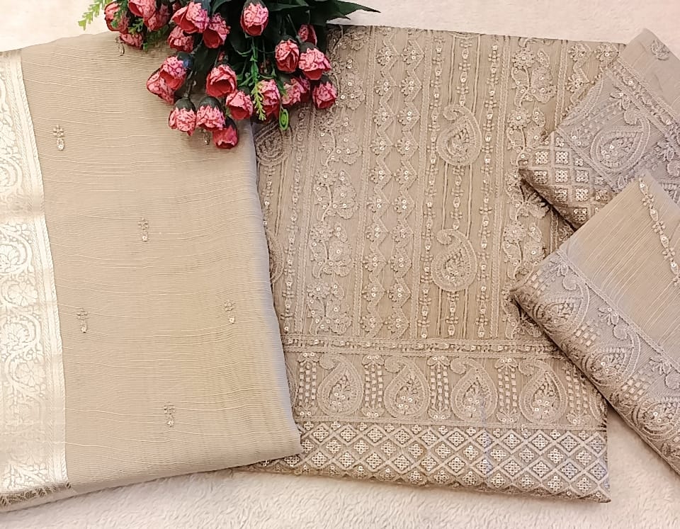 Cotton Net Party Wear - SUNNY Embroidery Creations