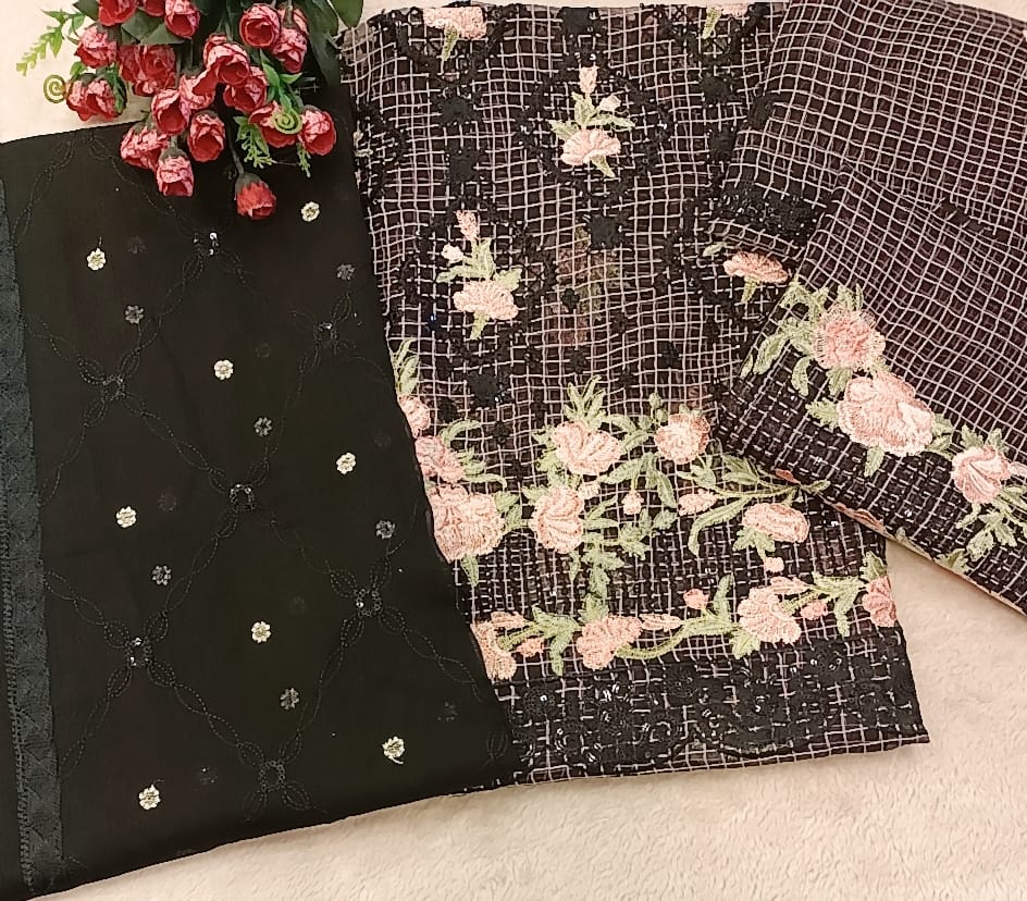 Cotton Net Party Wear - SUNNY Embroidery Creations