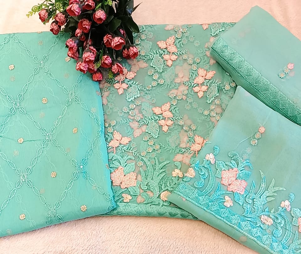 Cotton Net Party Wear - SUNNY Embroidery Creations