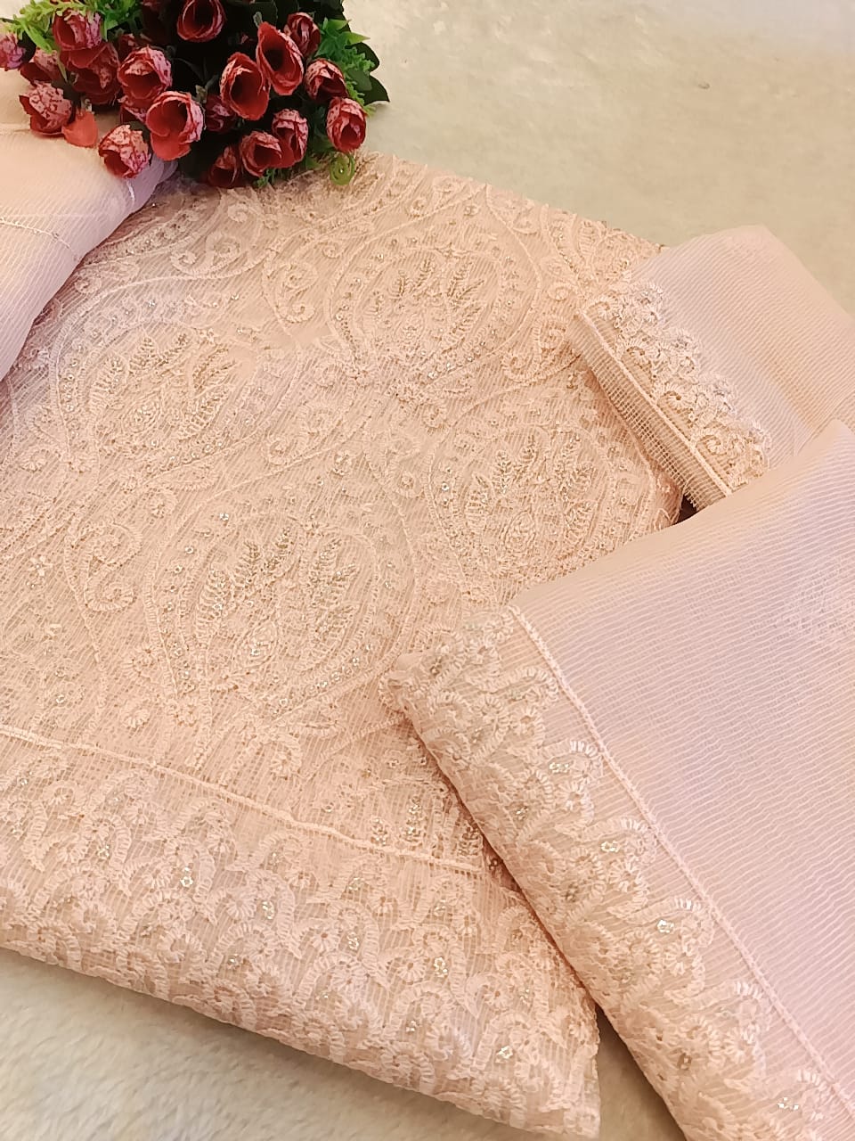 Cotton Net Party Wear - SUNNY Embroidery Creations