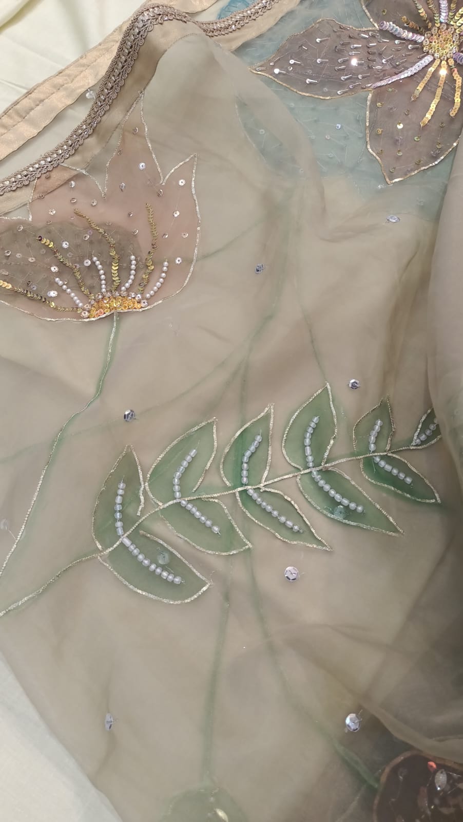 Hand Painted Embroidered Dupatta