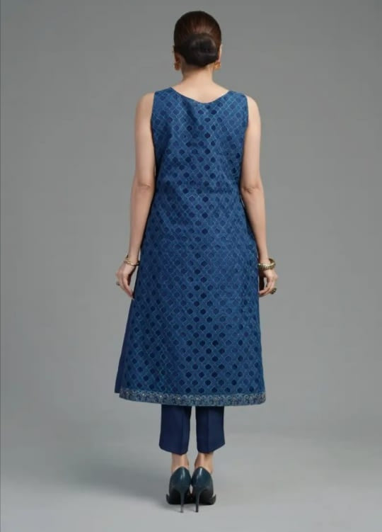 Blue Blossom Party Wear - SUNNY Embroidery Creations