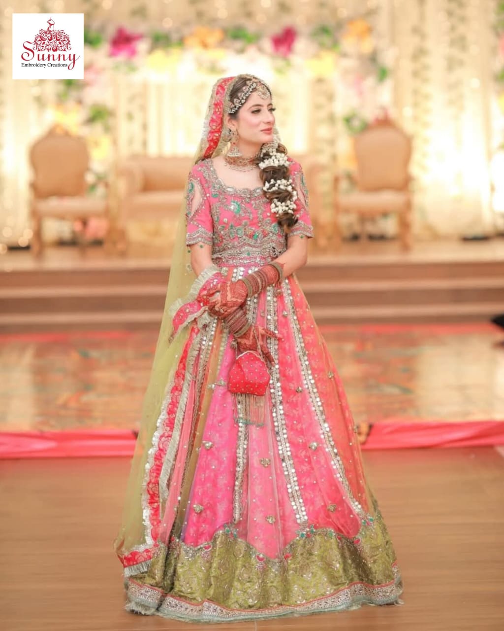 Pink Paradise Brial Wear - SUNNY Embroidery Creations