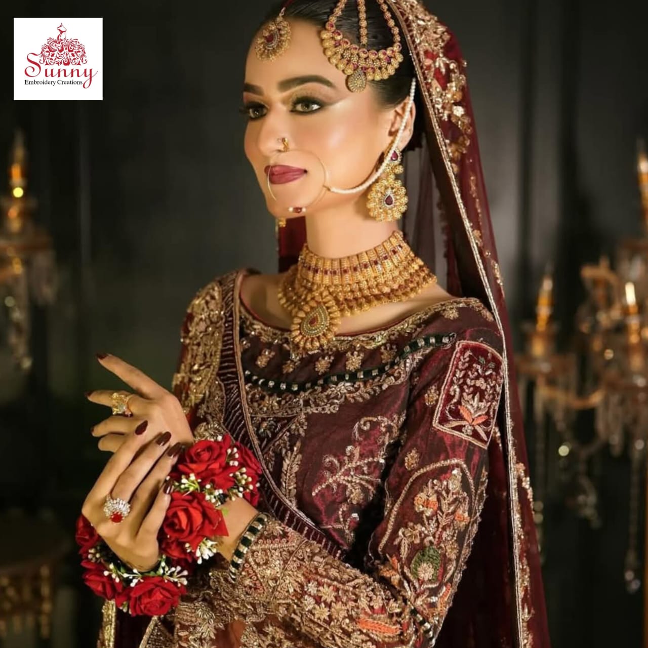 Maroon Majesty Bridal Wear - SUNNY Embroidery Creations