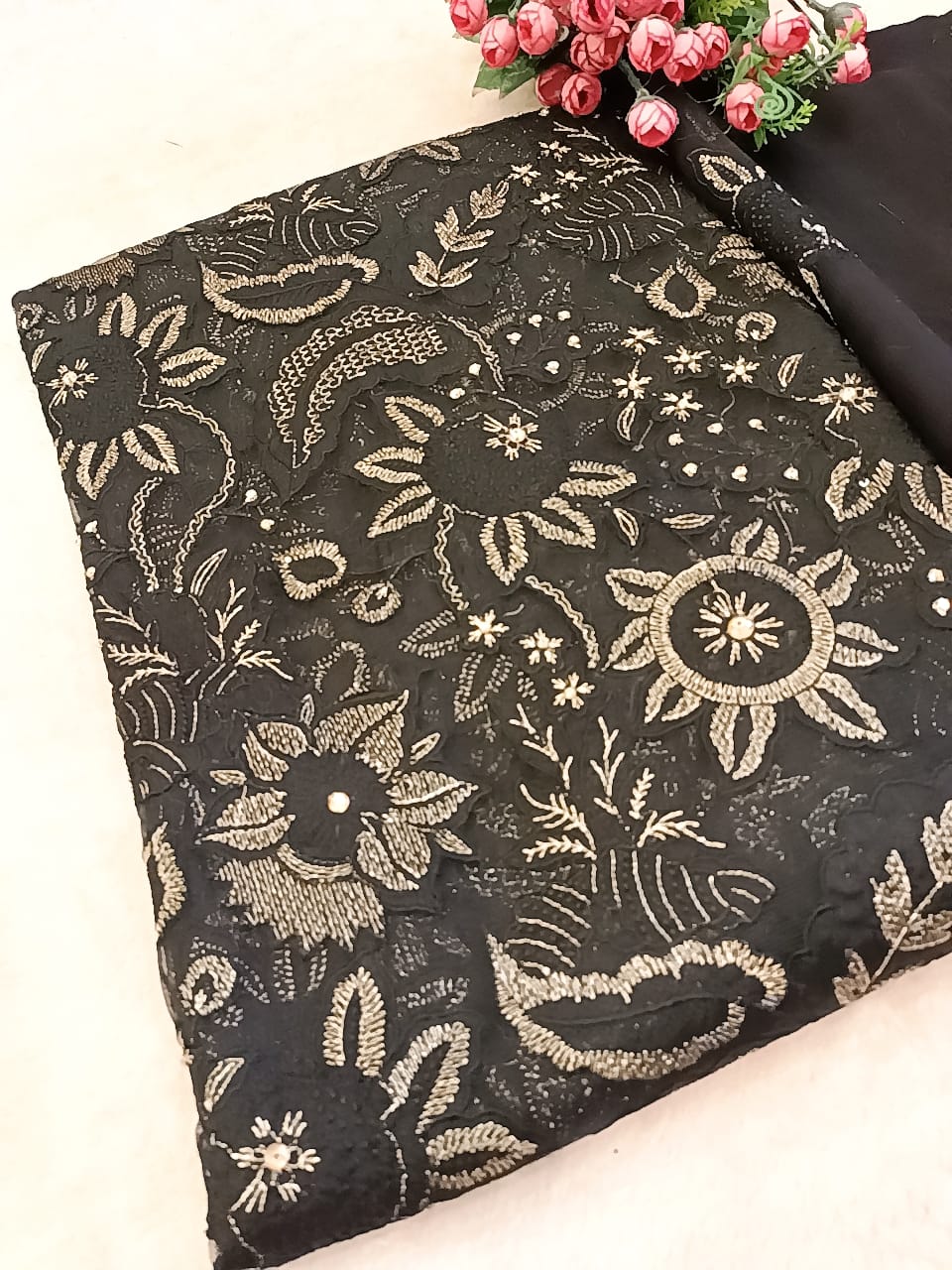 Black Beauty Cut Work Party Wear - SUNNY Embroidery Creations