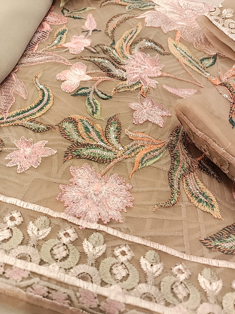 Cotton Net Party Wear - SUNNY Embroidery Creations