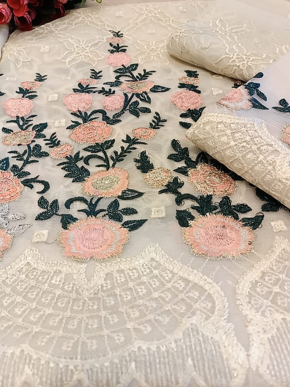 Cotton Net Party Wear - SUNNY Embroidery Creations