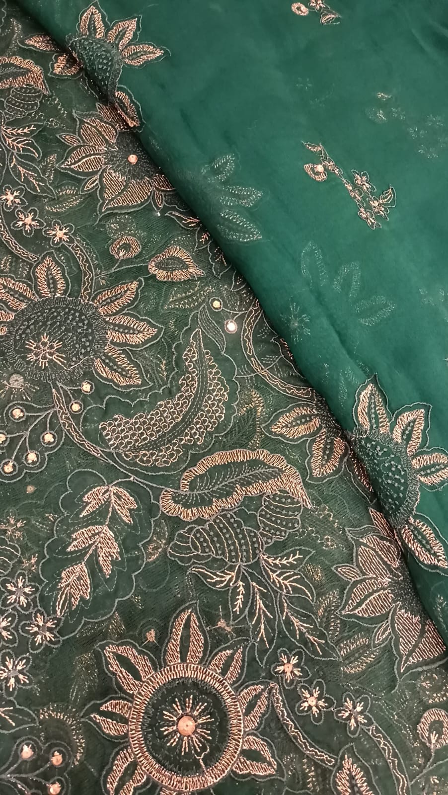 Cut Work Charm Green Party Wear - SUNNY Embroidery Creations
