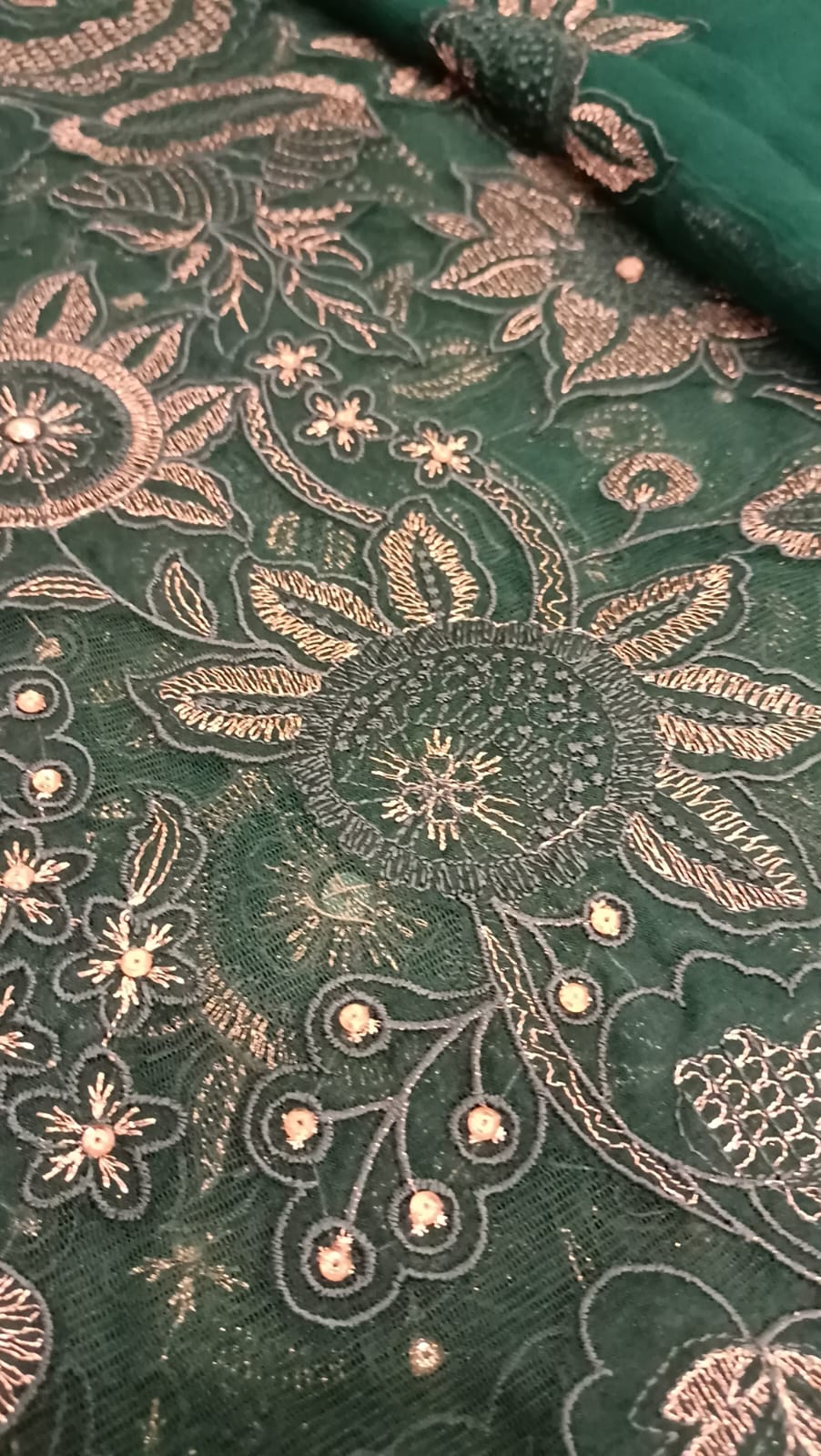Cut Work Charm Green Party Wear - SUNNY Embroidery Creations