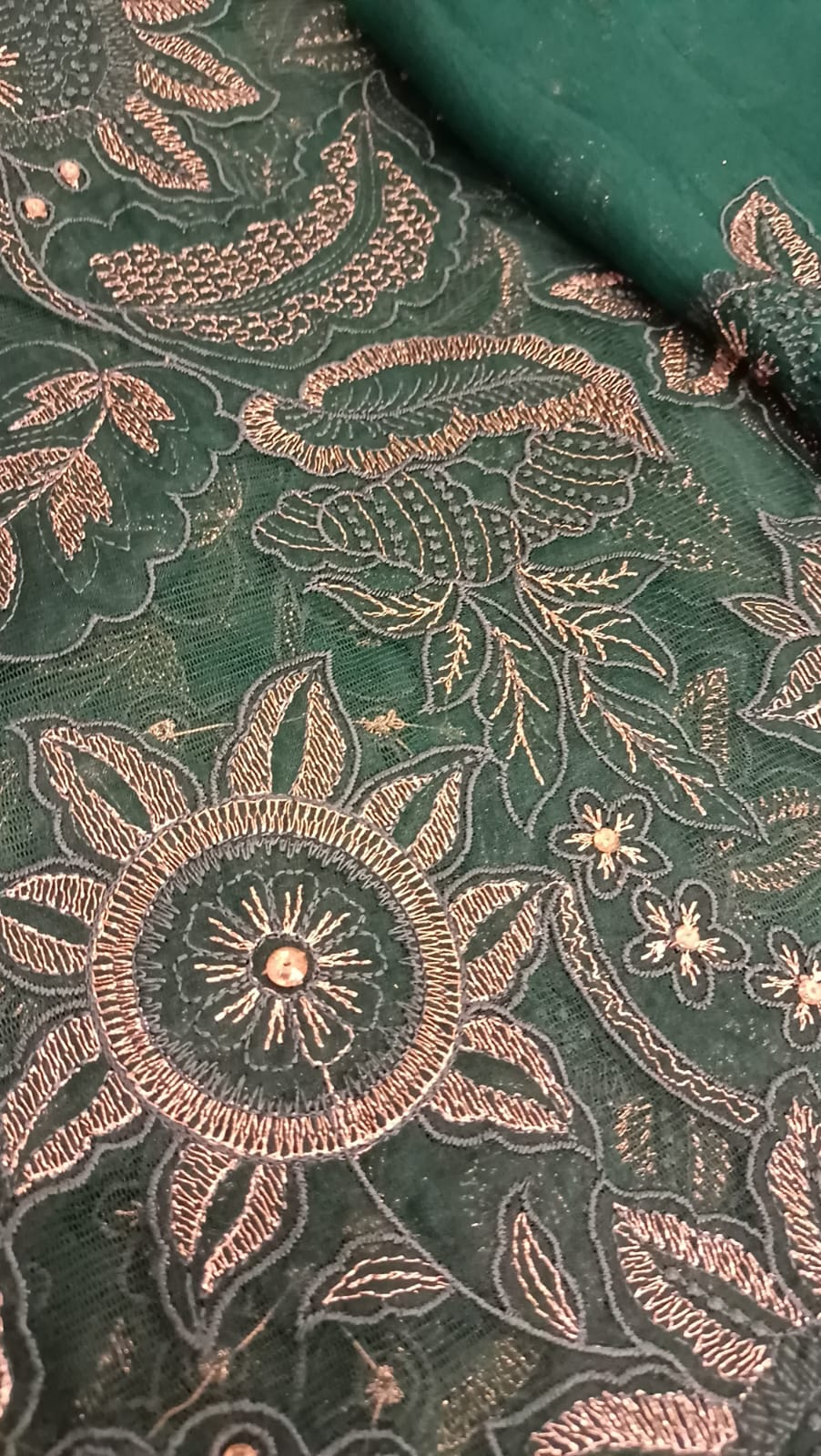 Cut Work Charm Green Party Wear - SUNNY Embroidery Creations