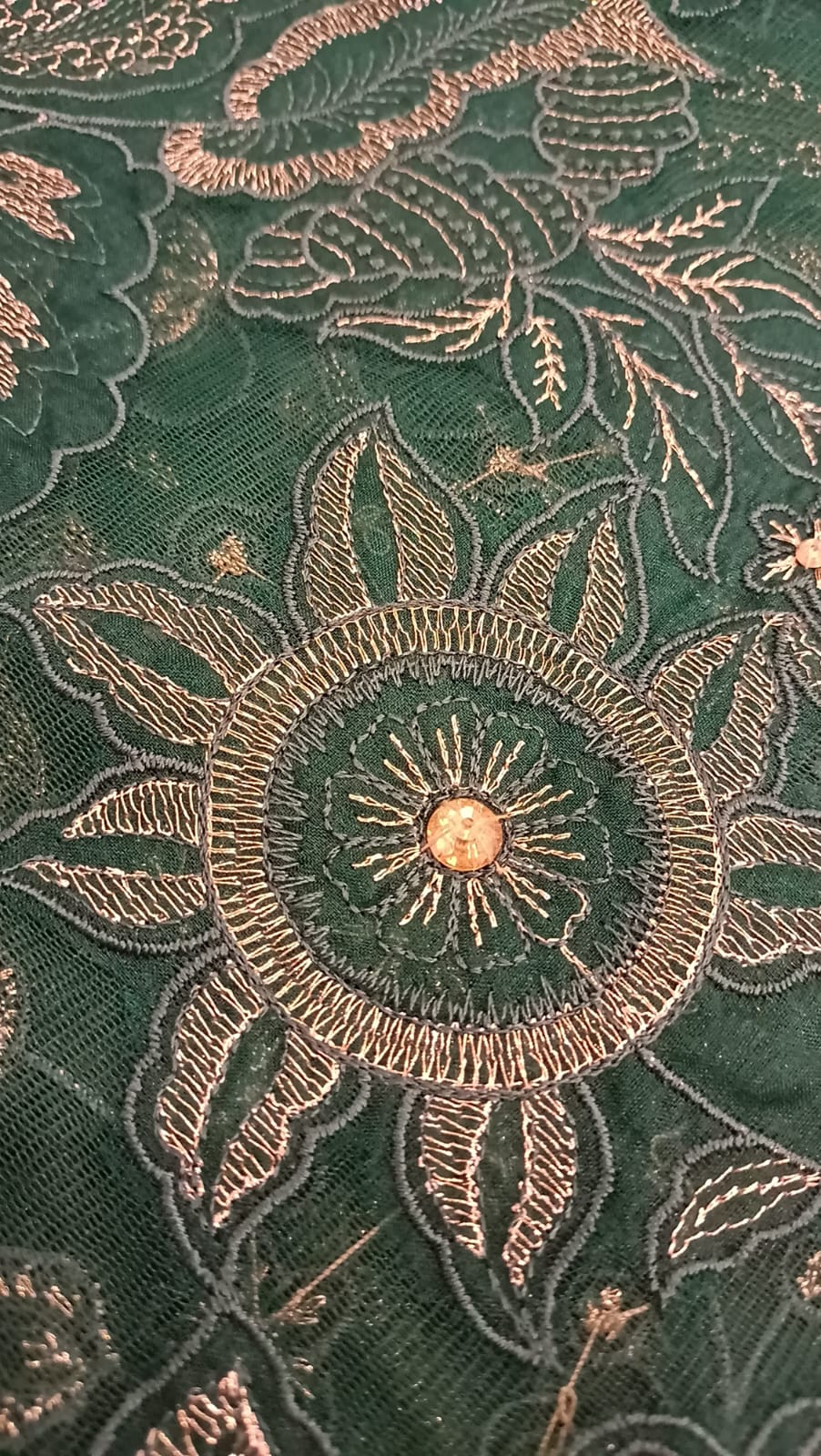Cut Work Charm Green Party Wear - SUNNY Embroidery Creations