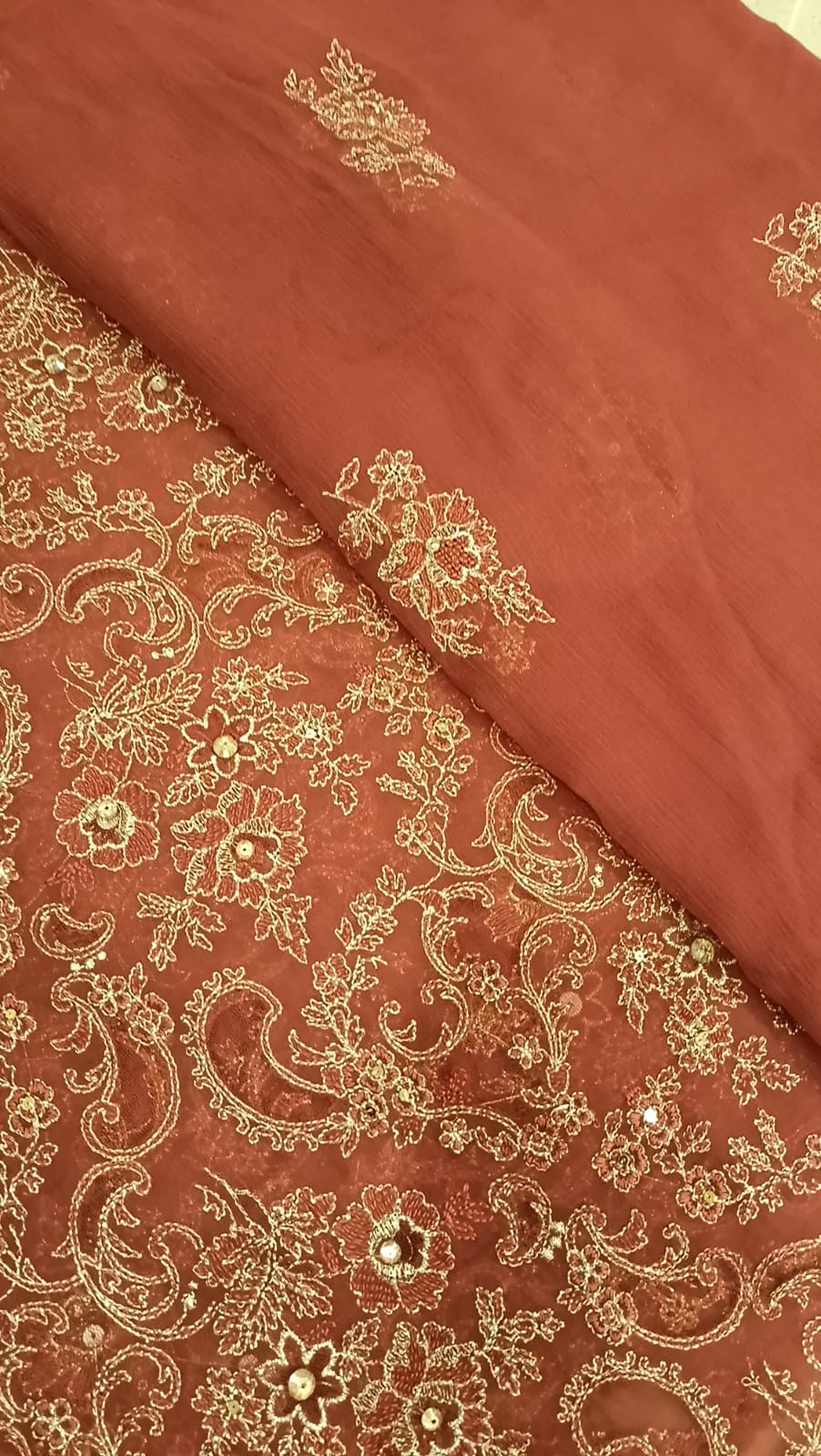 Burnt Organe Bliss Party Wear - SUNNY Embroidery Creations