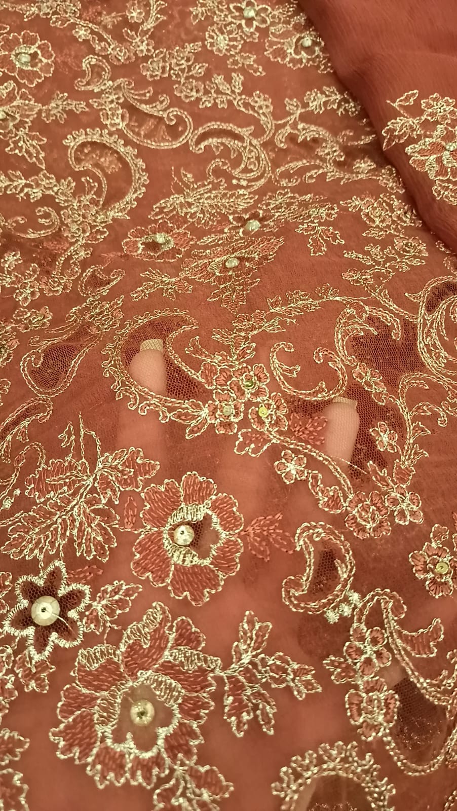 Burnt Organe Bliss Party Wear - SUNNY Embroidery Creations