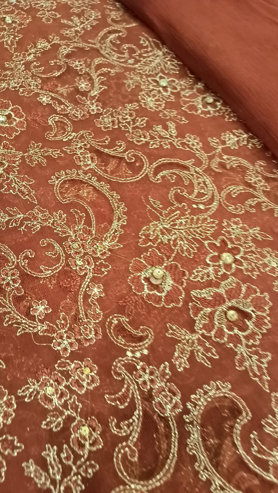 Burnt Organe Bliss Party Wear - SUNNY Embroidery Creations