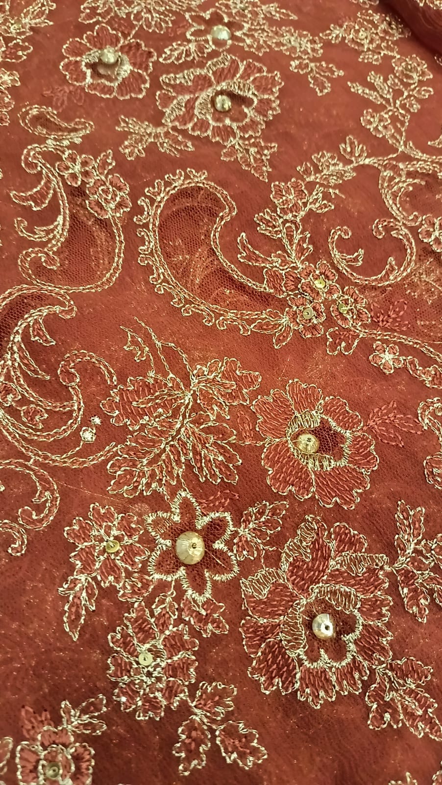 Burnt Organe Bliss Party Wear - SUNNY Embroidery Creations