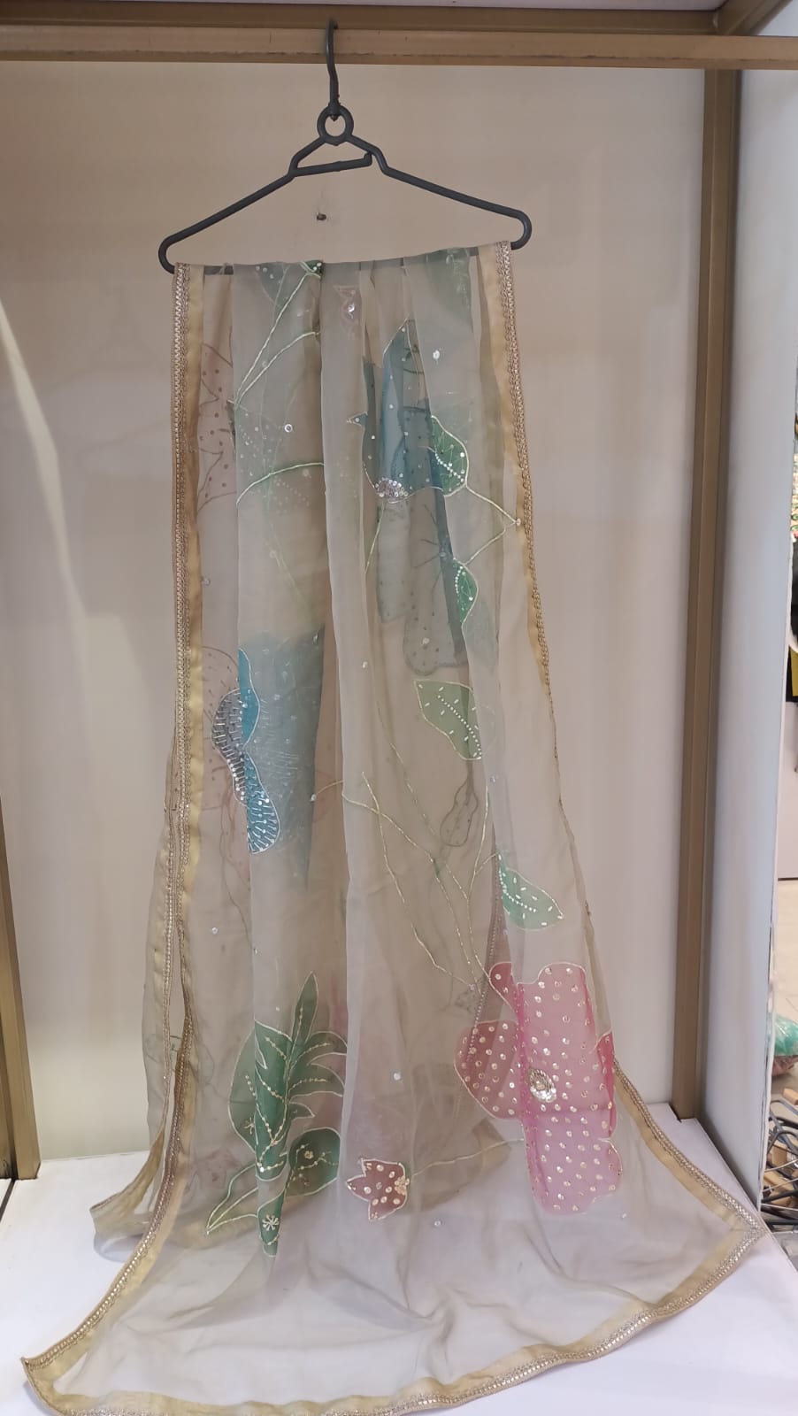 Hand Painted Embroidered Dupatta