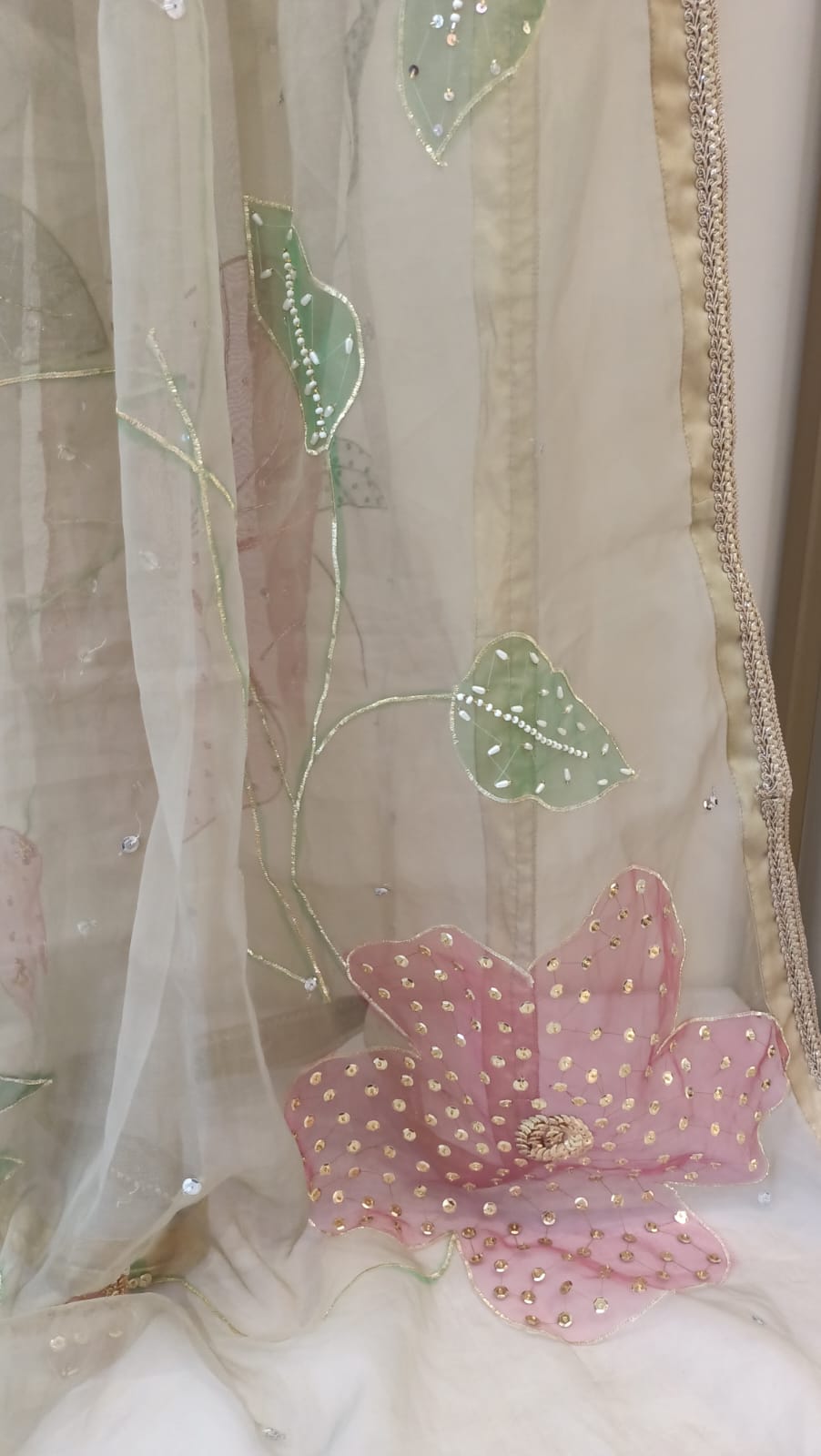 Hand Painted Embroidered Dupatta