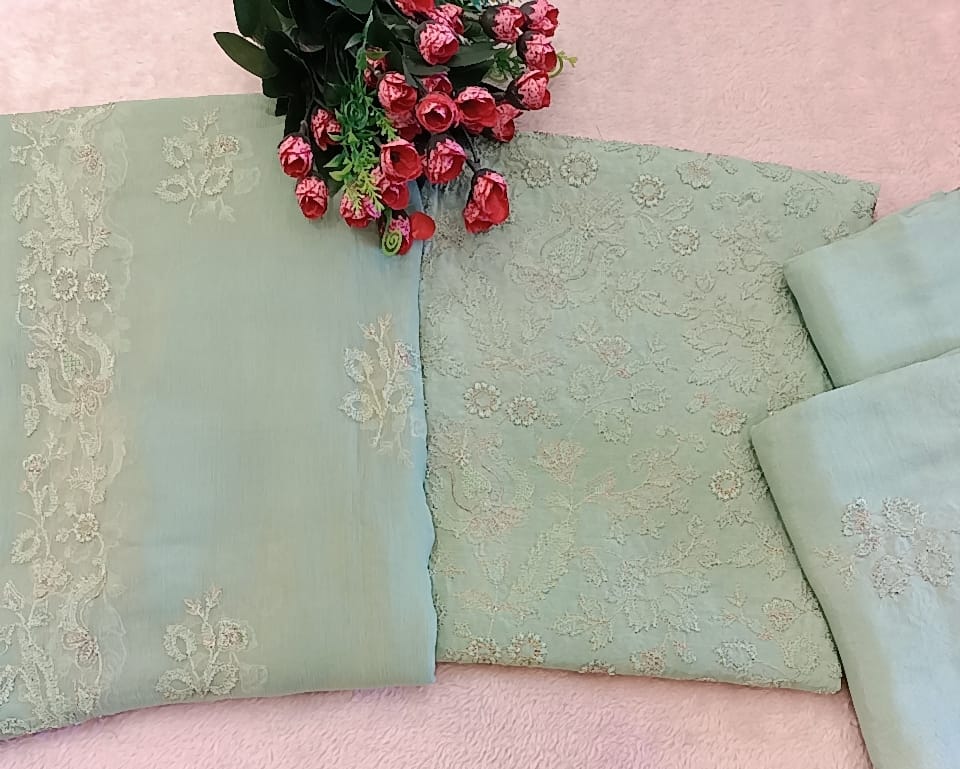 Raw Silk Party Wear - SUNNY Embroidery Creations