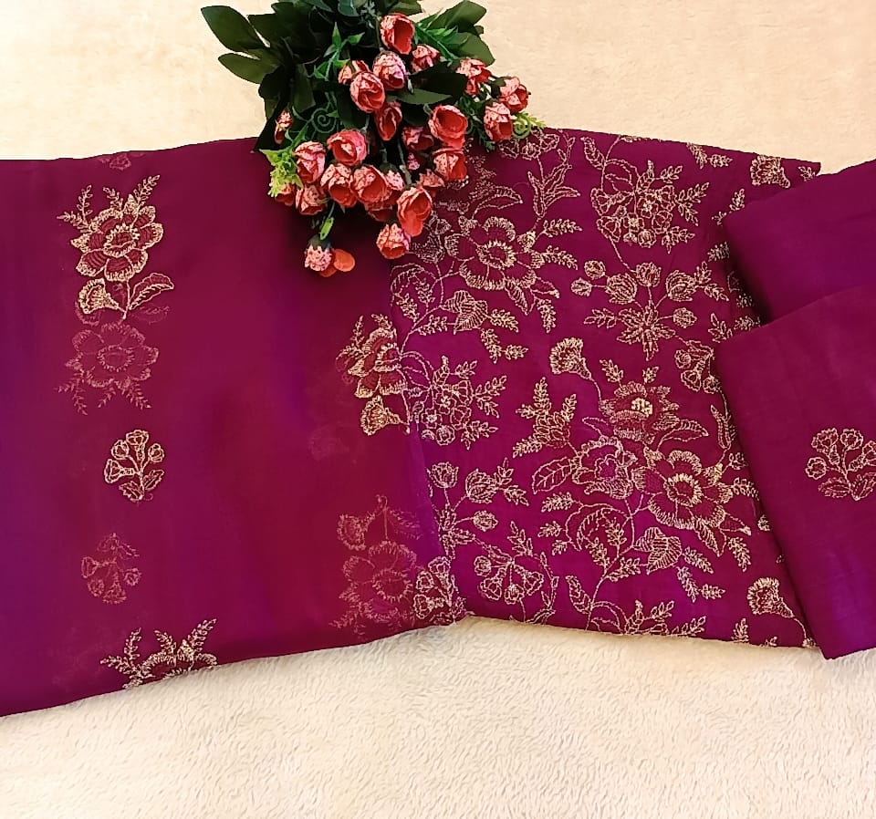 Raw Silk Party Wear - SUNNY Embroidery Creations