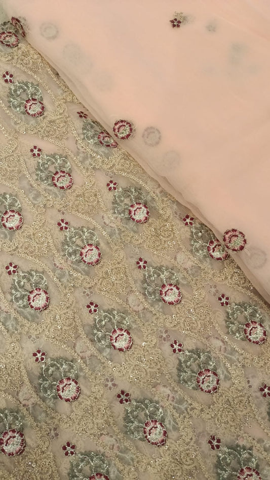 Chiffon Embroidered Shirt/Dupatta - SUNNY Embroidery Creations