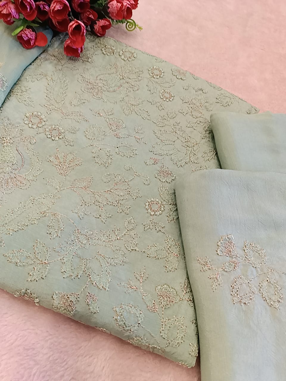 Raw Silk Party Wear - SUNNY Embroidery Creations