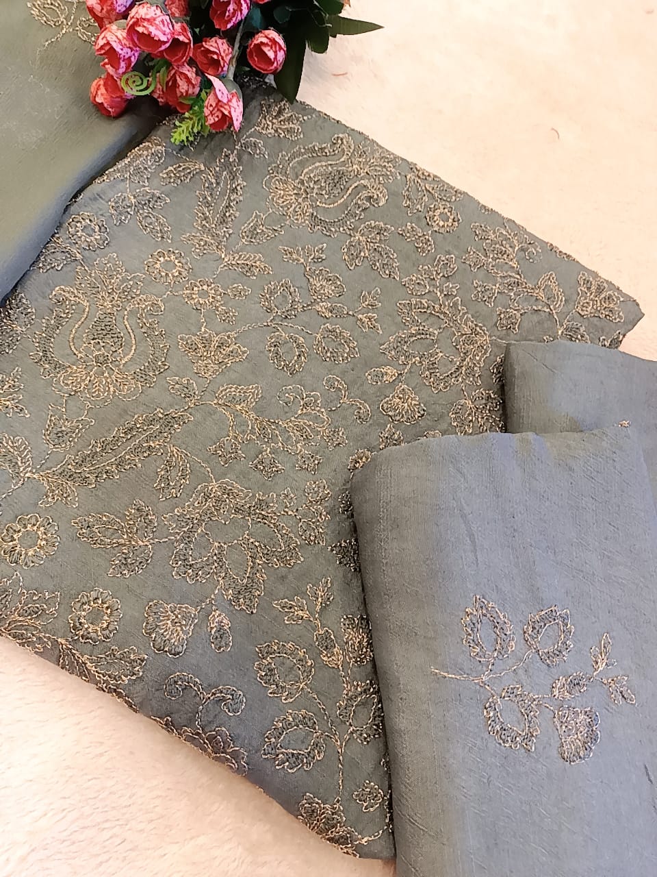 Raw Silk Party Wear - SUNNY Embroidery Creations
